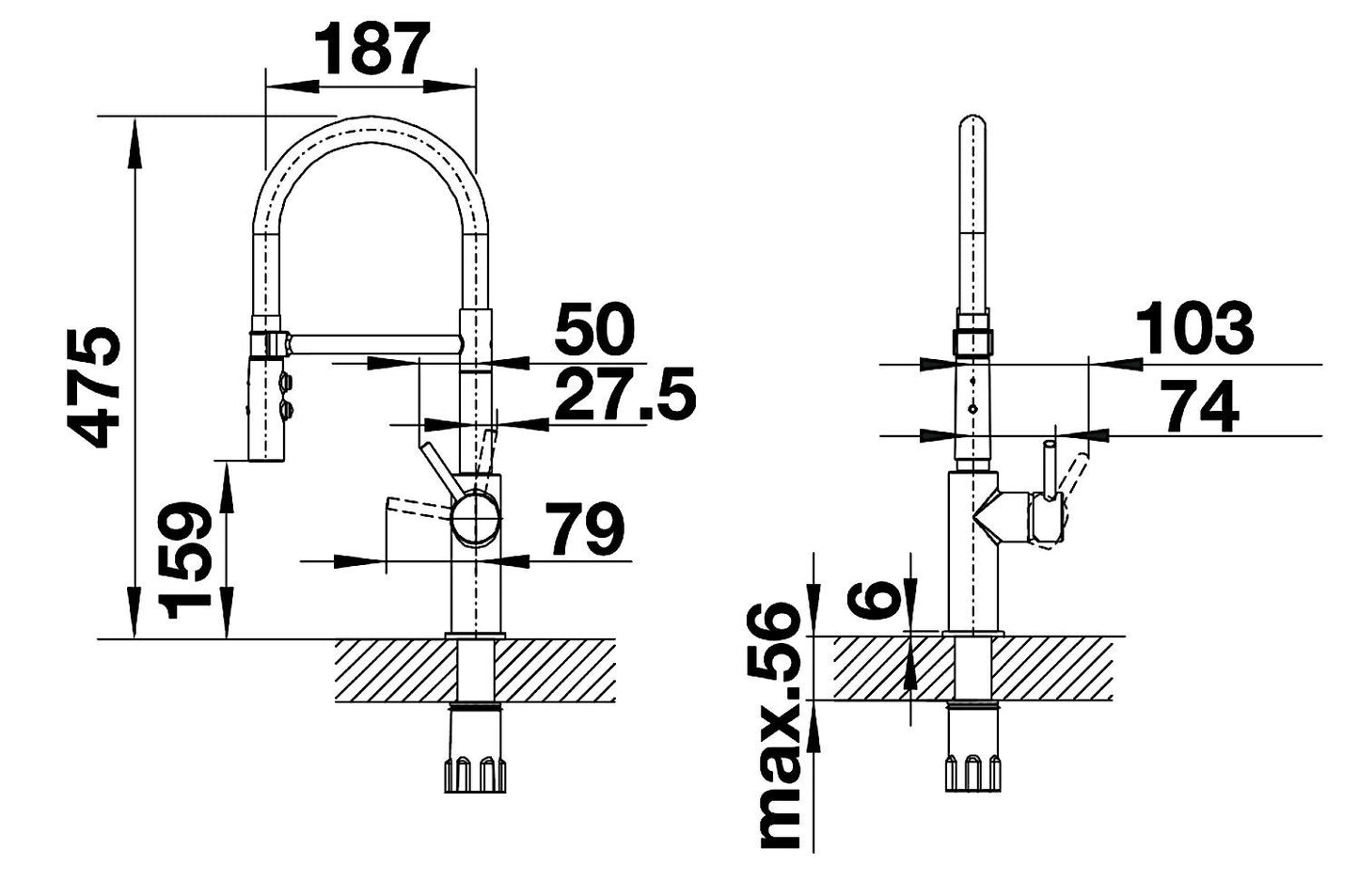 BLANCO 525793 Armatur CATRIS-S Flexo in SCHWARZ matt mit Bedienhebel rechts / Einhebelmischer / Mischbatterie – Bild 2