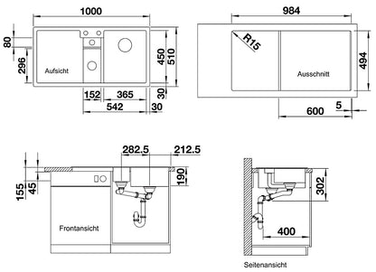 BLANCO 525866 COLLECTIS 6 S mit InFino®-Ventil mit Ablauffernbedienung / SILGRANIT – Bild 2