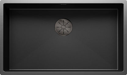 BLANCO Spüle CLARON 700-U DARK STEEL EDITION mit InFino®-Ventil in Handbetätigung / Edelstahlbecken