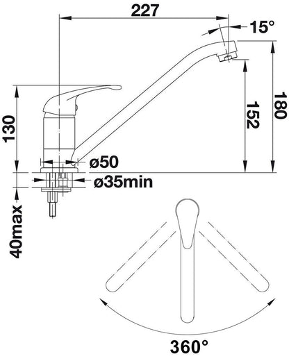 BLANCO Armatur DARAS 517720 CHROM mit schwenkbarem Festauslauf / Einhebelmischer / Mischbatterie – Bild 2