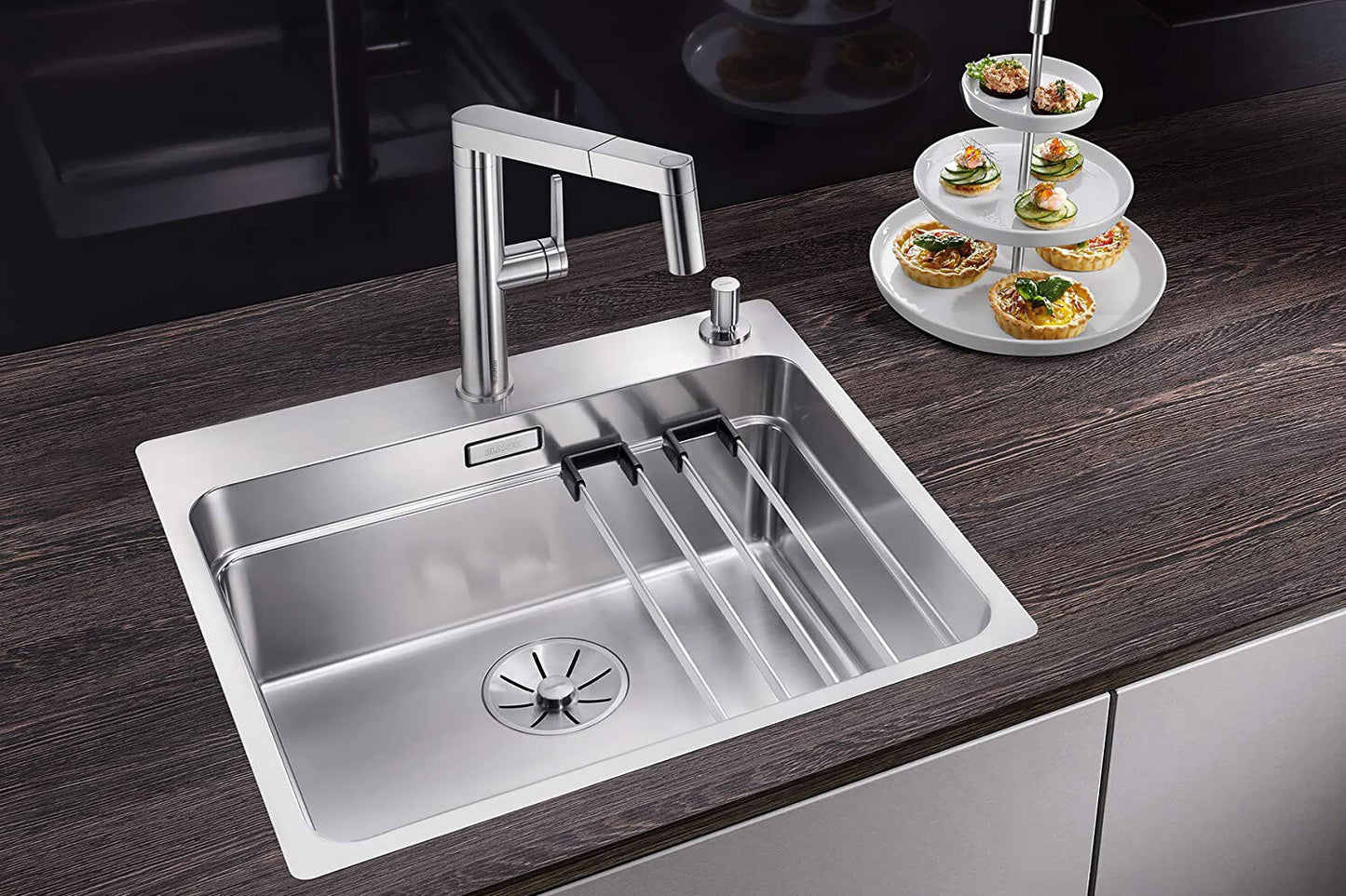 BLANCO 521748 ETAGON 500-IF/A Spüle mit InFino®-Ventil und ETAGON-Schienen / Edelstahlbecken – Bild 7