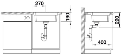 BLANCO 521748 ETAGON 500-IF/A Spüle mit InFino®-Ventil und ETAGON-Schienen / Edelstahlbecken – Bild 3