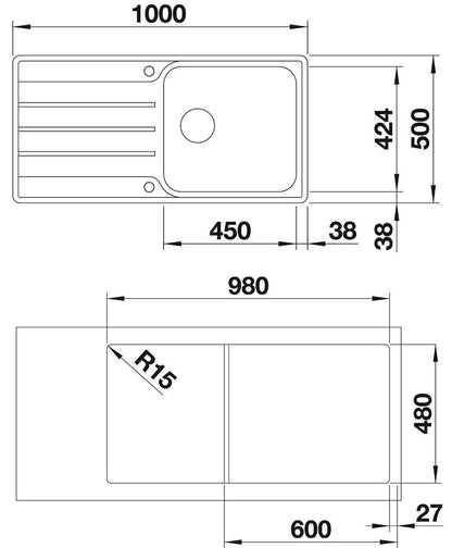 BLANCO 523035 Edelstahlspüle LEMIS XL 6 S-IF mit Excenterbedienung / Auflagespüle / Spüle – Bild 2