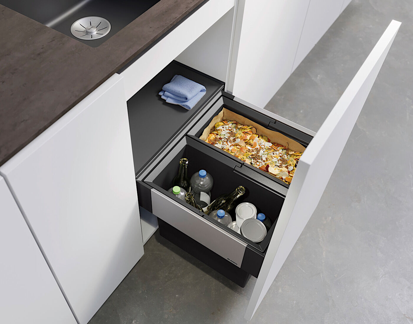 BLANCO 526201 SELECT II 50/2 Abfallsystem 38 (2x19) Liter für 50 cm Schrankbreite / Frontanbindung – Bild 3