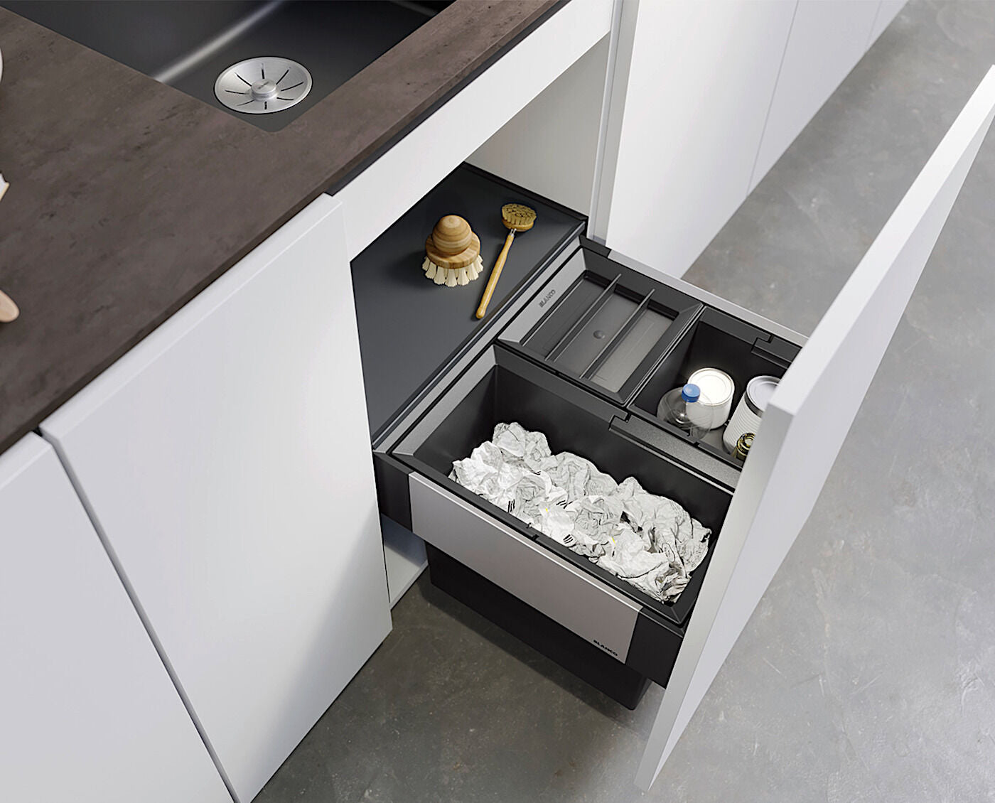 BLANCO 526202 SELECT II 50/3 Abfallsystem 35 (1x19 u. 2x 8) Liter für 50 cm Schrankbreite / Frontanbindung – Bild 3