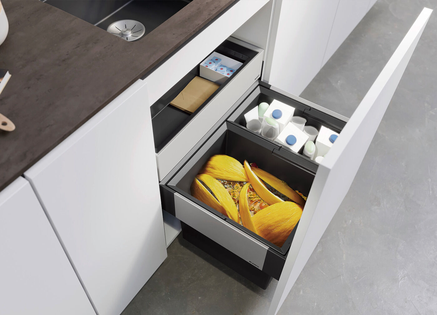 BLANCO 526208 SELECT II 60/2 ORGA Abfallsystem 49 Liter (1x 30 u. 1x 19) für 60 cm Schrankbreite / Frontanbindung – Bild 3