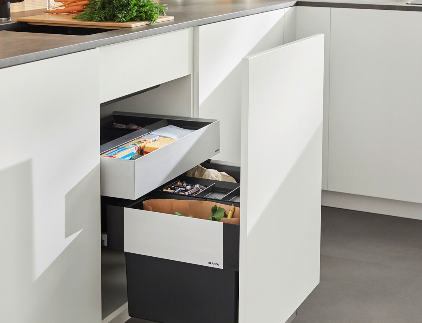 BLANCO 526209 SELECT II 60/3 ORGA Abfallsystem 45 Liter (3x 15) für 60 cm Schrankbreite / Frontanbindung – Bild 5