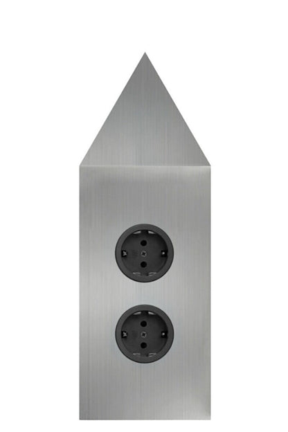 CARESSI Energie-Ecksäule 2ST22P in EDELSTAHL / Mehrfachsteckdose
