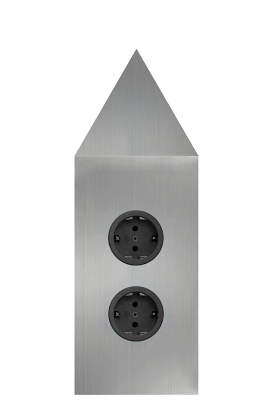 CARESSI Energie-Ecksäule 2ST22P in EDELSTAHL / Mehrfachsteckdose