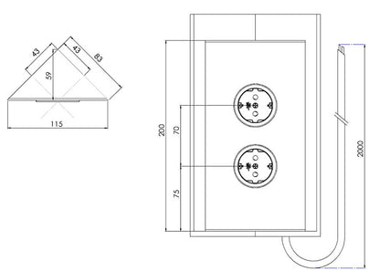 CARESSI Energie-Ecksäule 2ST20 in SCHWARZ / Mehrfachsteckdose – Bild 2