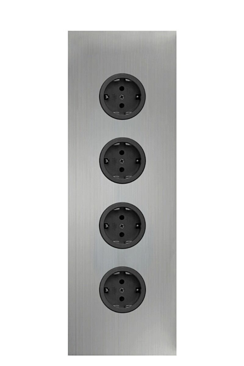 CARESSI 4ST36 Energie-Ecksäule 4-fach in EDELSTAHL / Mehrfachsteckdose