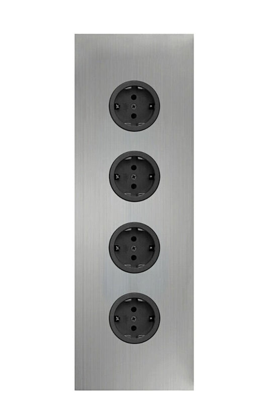 CARESSI 4ST36 Energie-Ecksäule 4-fach in EDELSTAHL / Mehrfachsteckdose