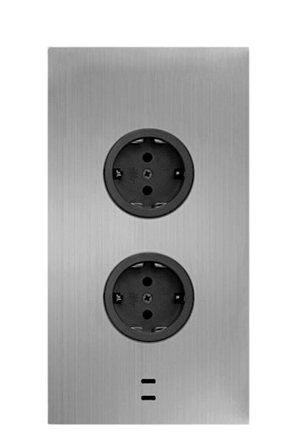 CARESSI Energie-Ecksäule 2ST20/USB EDELSTAHL mit 2x USB-C / Mehrfachsteckdose