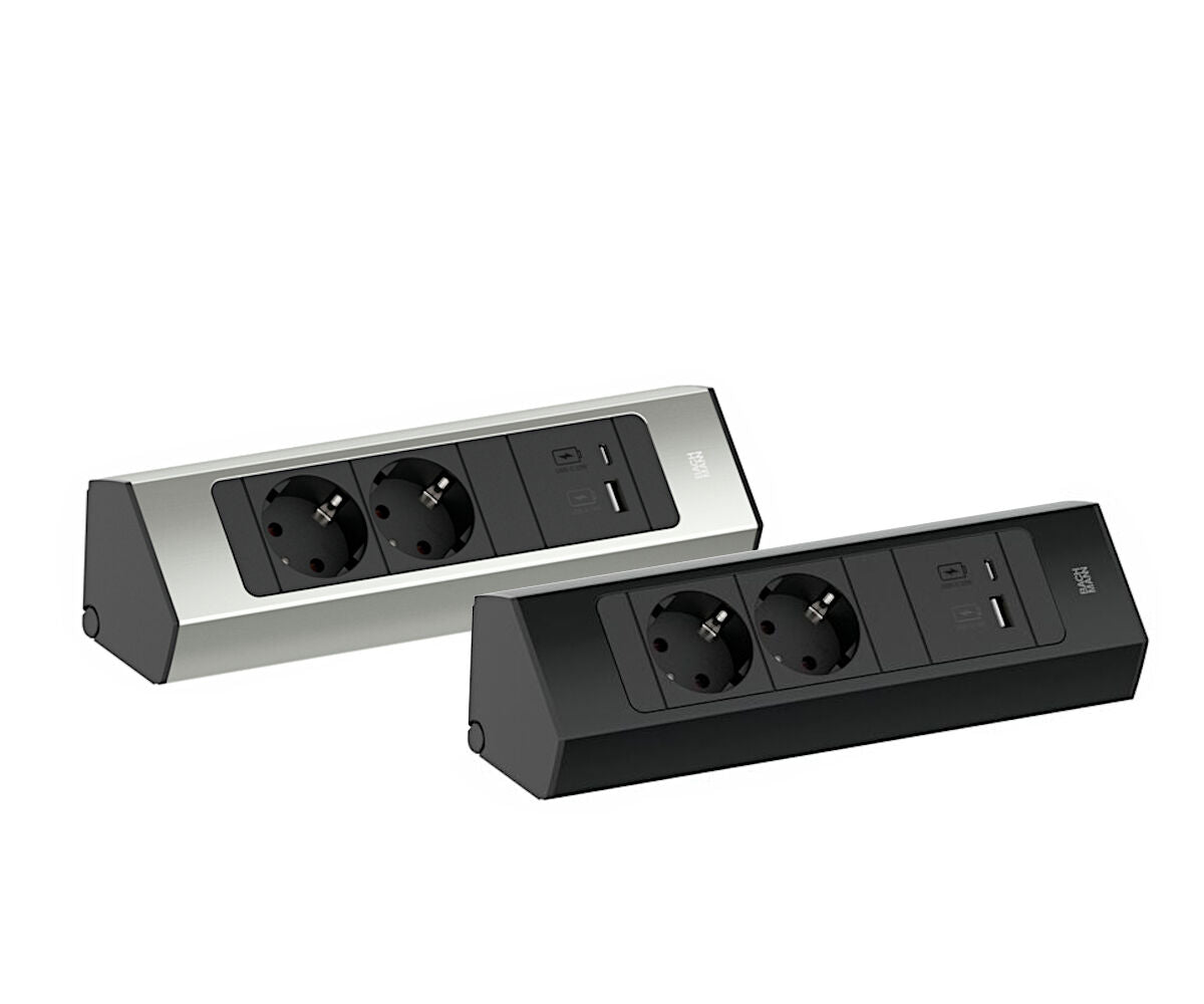 BACHMANN CASIA 2K mit 2 Schuko-Steckdosen und USB A u. C / Deutsche Norm / Steckdose