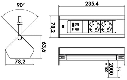 BACHMANN CASIA 2K mit 2 Schuko-Steckdosen und USB A u. C / Deutsche Norm / Steckdose – Bild 2