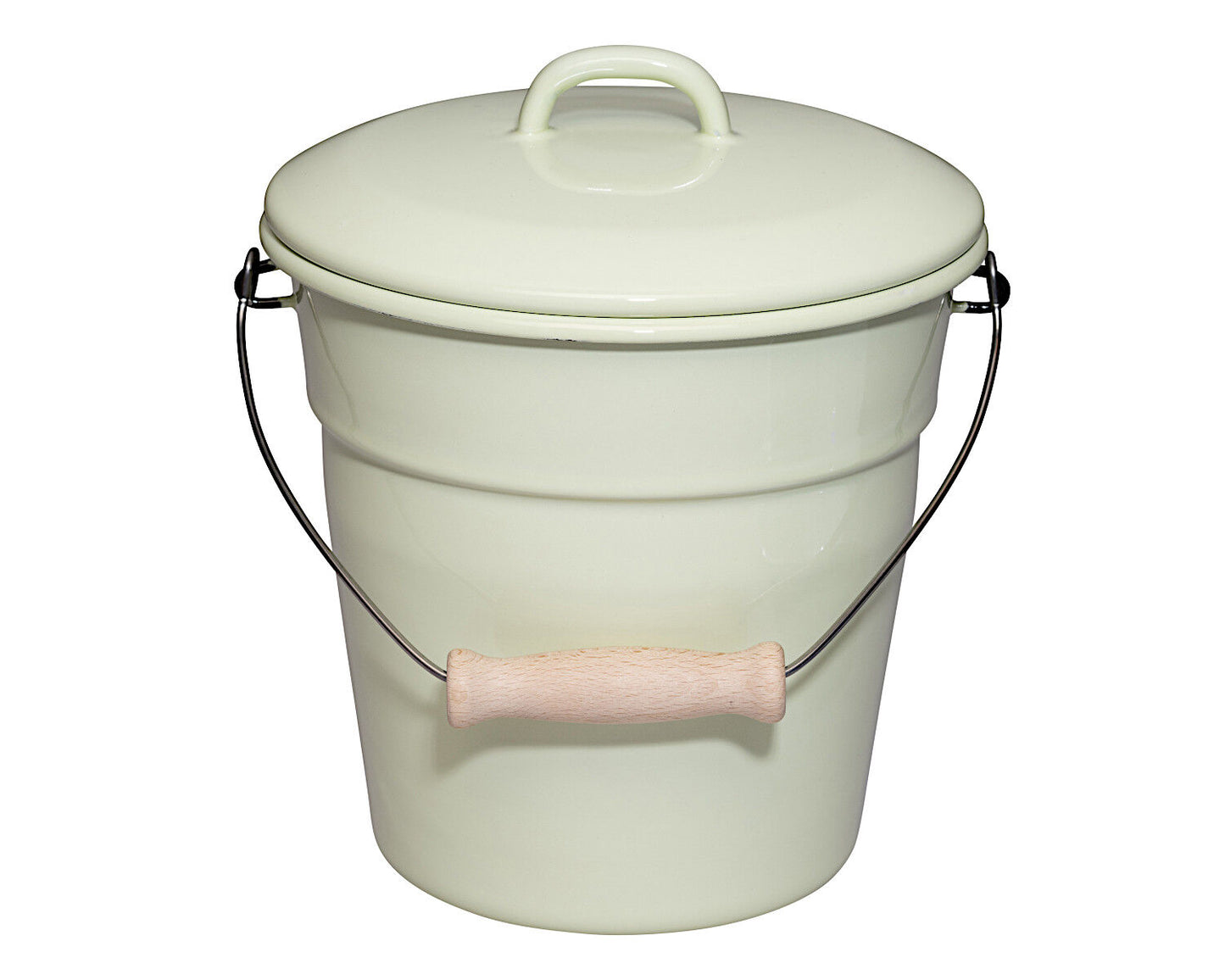 RIESS 0369-006 Bioeimer mit Deckel 20 cm, 3,50 L, Emaille, Classic, Nilgrün Pastell / Abfalleimer