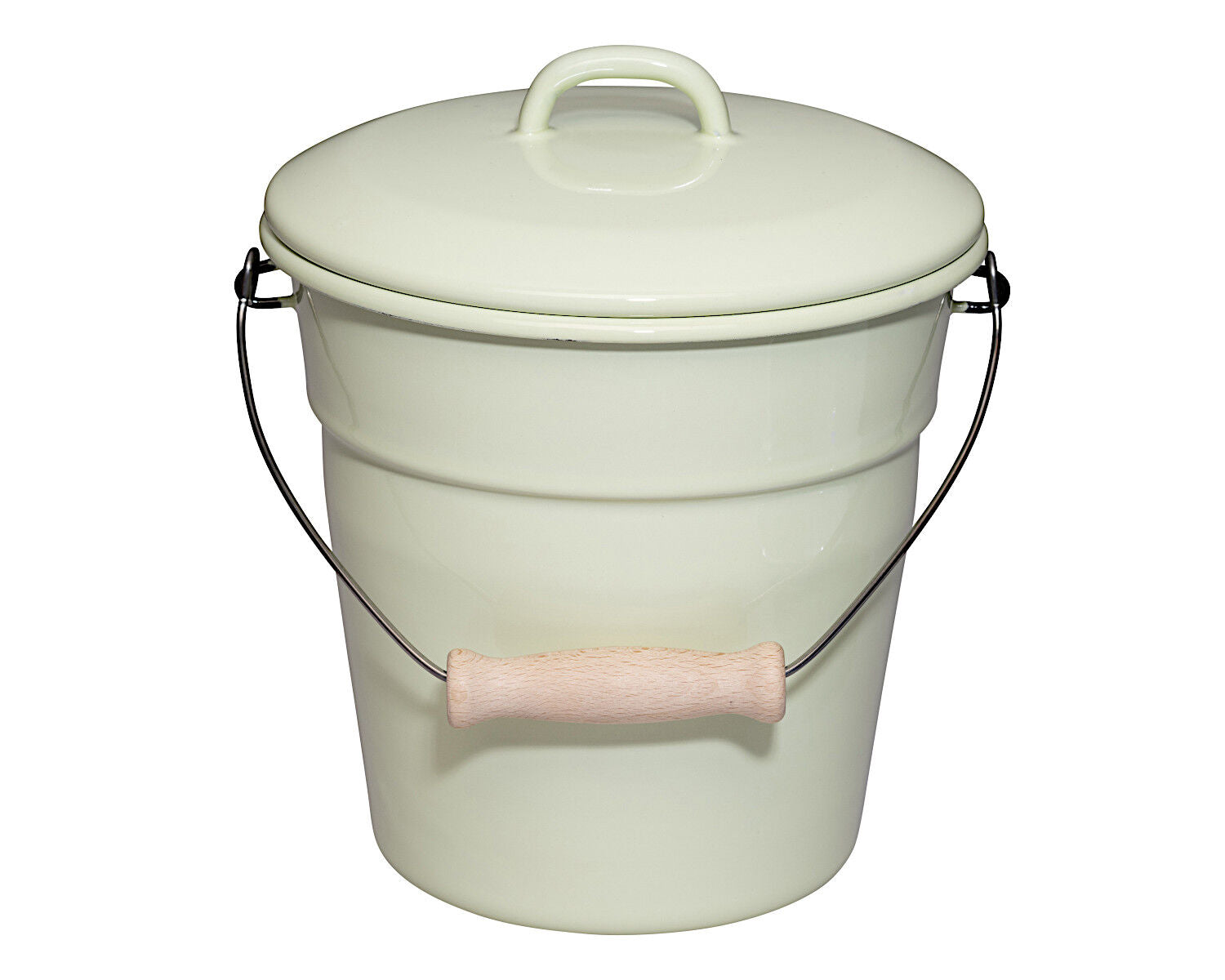 RIESS 0369-006 Bioeimer mit Deckel 20 cm, 3,50 L, Emaille, Classic, Nilgrün Pastell / Abfalleimer