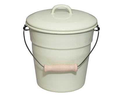 RIESS 0369-006 Bioeimer mit Deckel 20 cm, 3,50 L, Emaille, Classic, Nilgrün Pastell / Abfalleimer
