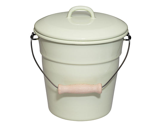 RIESS 0369-006 Bioeimer mit Deckel 20 cm, 3,50 L, Emaille, Classic, Nilgrün Pastell / Abfalleimer