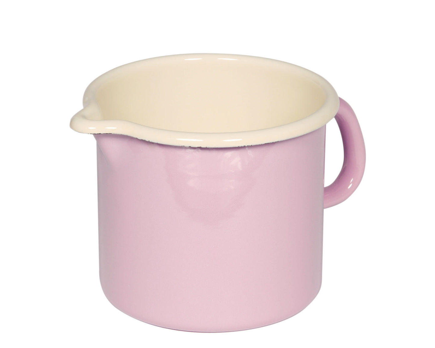 RIESS 0040-006 Schnabeltopf 12 cm, 1 L, Emaille, Bunt/Pastell, Rosa / Milchtopf