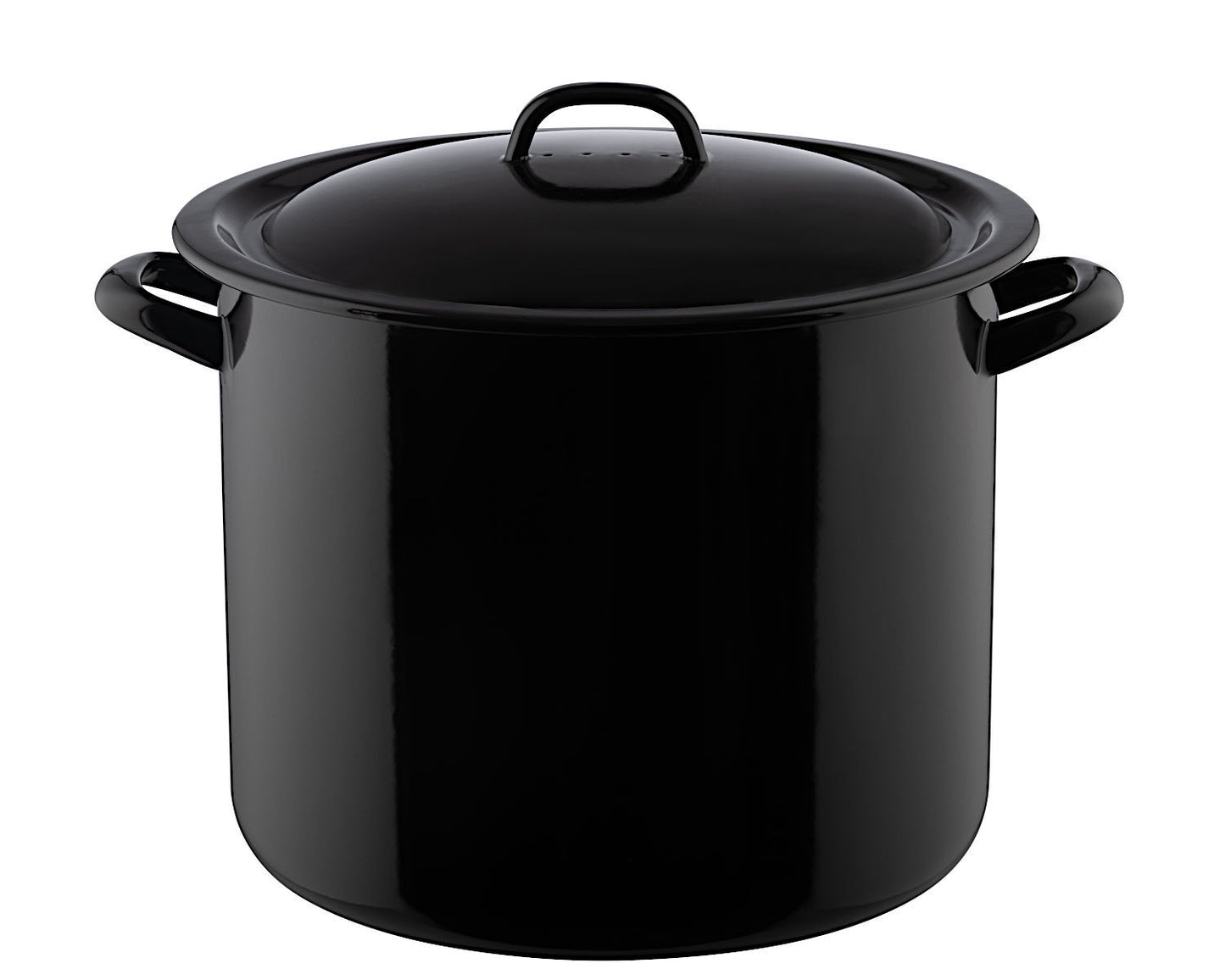 RIESS 0348-017 Vorratstopf 32 cm Emailledeckel mit Löchern, Schwarz / Kochtopf