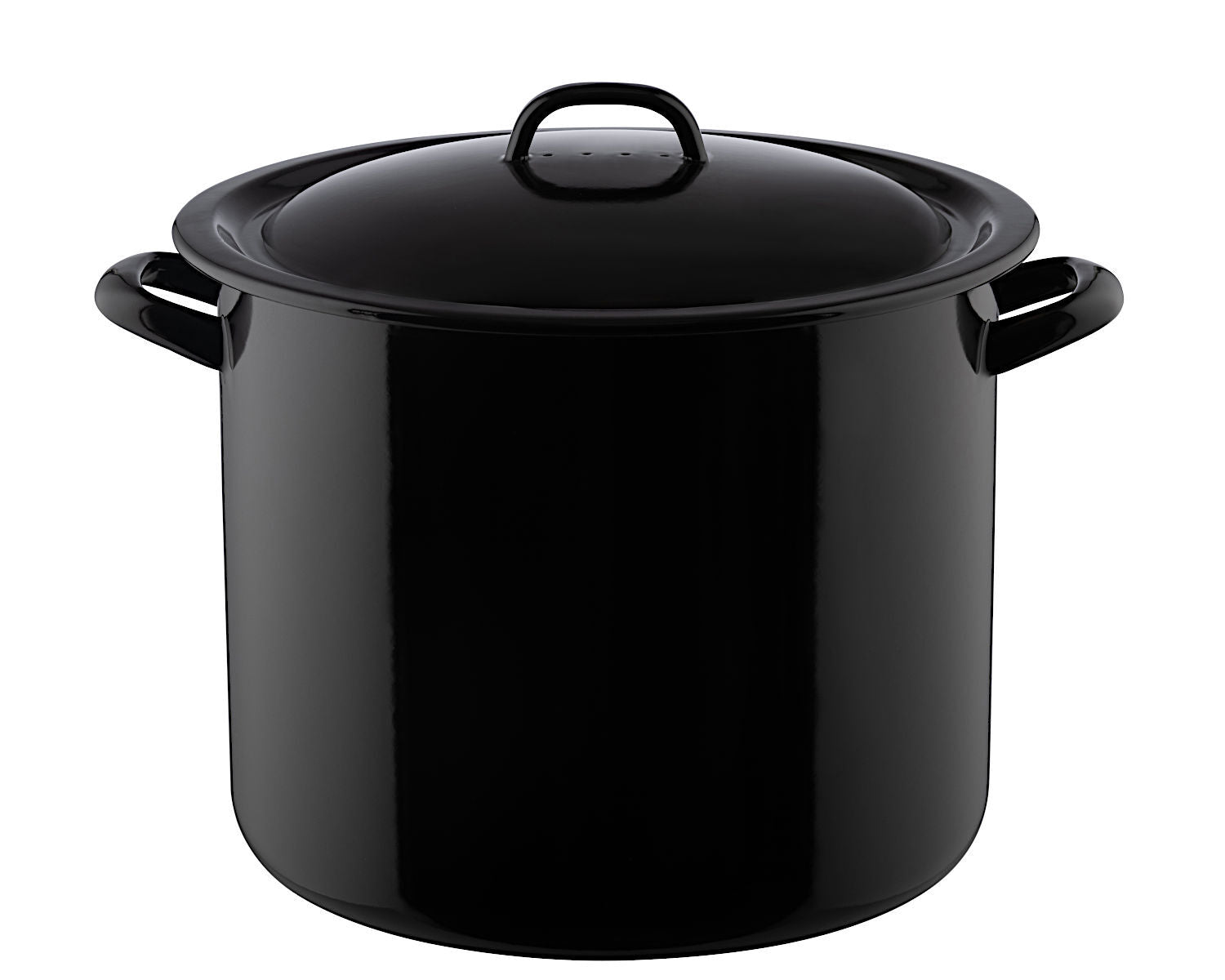 RIESS 0348-017 Vorratstopf 32 cm Emailledeckel mit Löchern, Schwarz / Kochtopf