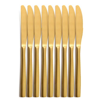 10er SET COMAS 6096 Tafelmesser BARCELONA GOLD Edelstahl 18/10 / PVD-Beschichtung / Gold-Finish
