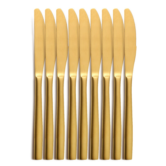 10er SET COMAS 6096 Tafelmesser BARCELONA GOLD Edelstahl 18/10 / PVD-Beschichtung / Gold-Finish