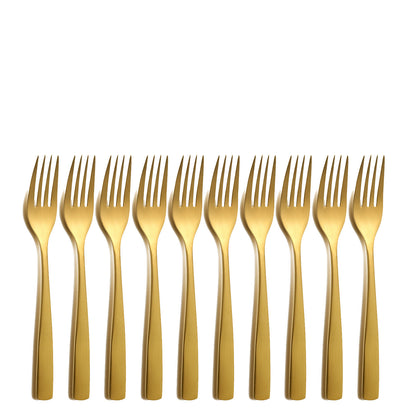 10er SET COMAS 6099 Kuchengabel BARCELONA GOLD Edelstahl 18/10 / PVD-Beschichtung / Gold-Finish