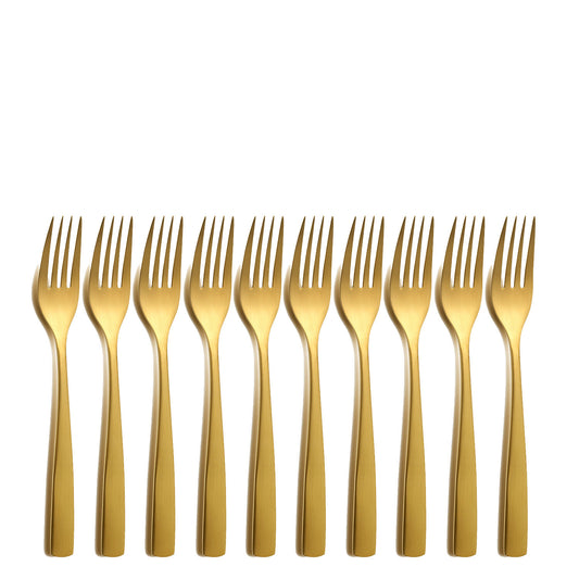 10er SET COMAS 6099 Kuchengabel BARCELONA GOLD Edelstahl 18/10 / PVD-Beschichtung / Gold-Finish