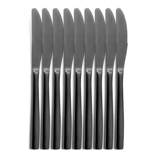 10er SET COMAS 6102 Tafelmesser BARCELONA SCHWARZ Edelstahl 18/10 / PVD-Beschichtung / Black-Finish