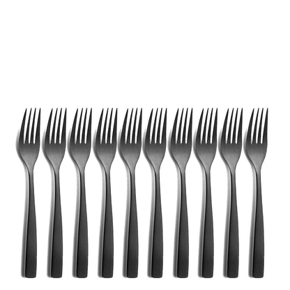 10er SET COMAS 6105 Kuchengabel BARCELONA SCHWARZ Edelstahl 18/10 / PVD-Beschichtung / Black-Finish
