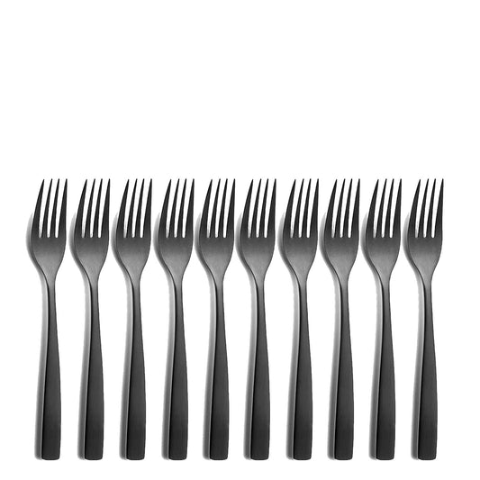 10er SET COMAS 6105 Kuchengabel BARCELONA SCHWARZ Edelstahl 18/10 / PVD-Beschichtung / Black-Finish
