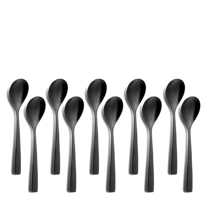 10er SET COMAS 6107 Mokkalöffel BARCELONA SCHWARZ Edelstahl 18/10 / PVD-Beschichtung / Black-Finish