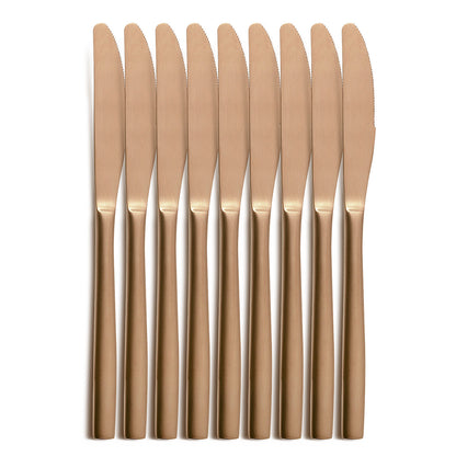 10er SET COMAS 6108 Tafelmesser BARCELONA KUPFER Edelstahl 18/10 / PVD-Beschichtung / Kupfer-Finish