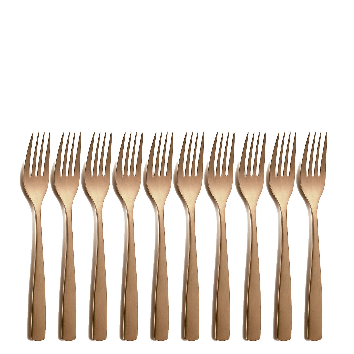 10er SET COMAS 6111 Kuchengabel BARCELONA KUPFER Edelstahl 18/10 / PVD-Beschichtung / Kupfer-Finish