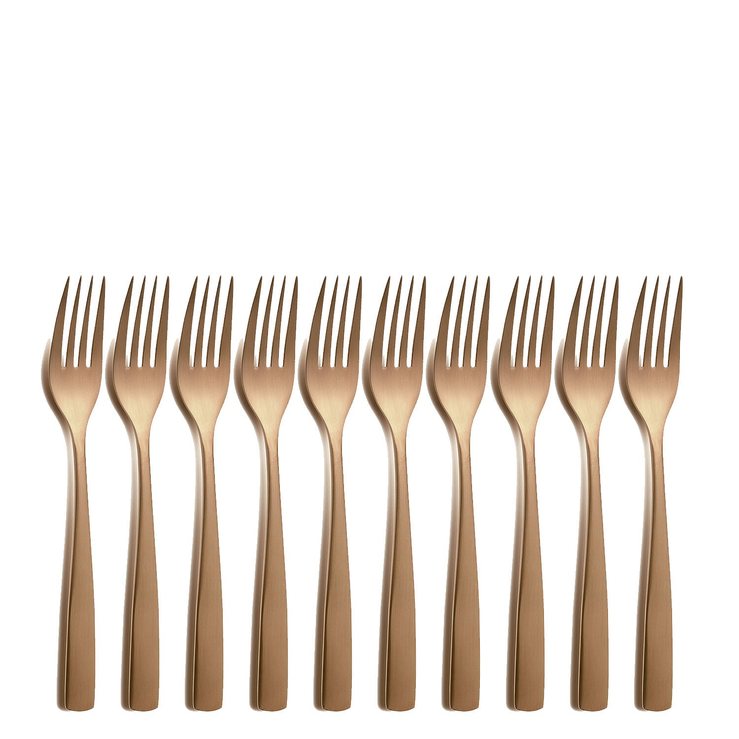 10er SET COMAS 6111 Kuchengabel BARCELONA KUPFER Edelstahl 18/10 / PVD-Beschichtung / Kupfer-Finish