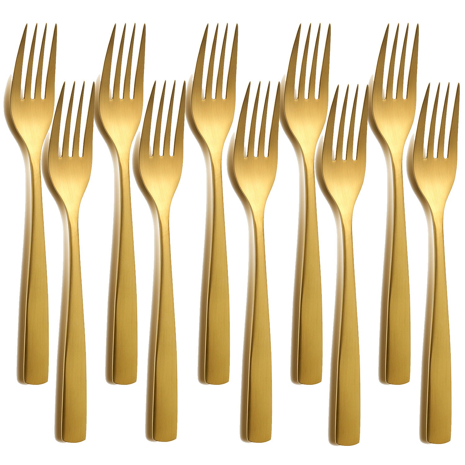 10er SET COMAS 6352 Dessertgabel BARCELONA GOLD Edelstahl 18/10 / PVD-Beschichtung / Gold-Finish