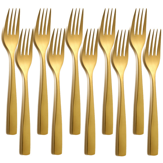 10er SET COMAS 6352 Dessertgabel BARCELONA GOLD Edelstahl 18/10 / PVD-Beschichtung / Gold-Finish