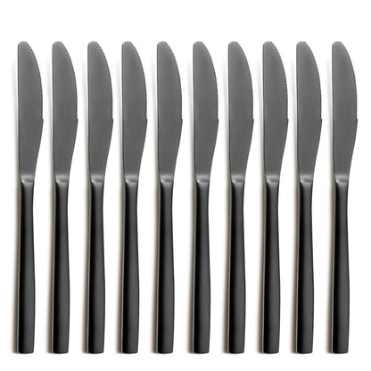 10er SET COMAS 6353 Dessertmesser BARCELONA SCHWARZ Edelstahl 18/10 / PVD-Beschichtung / Black-Finish
