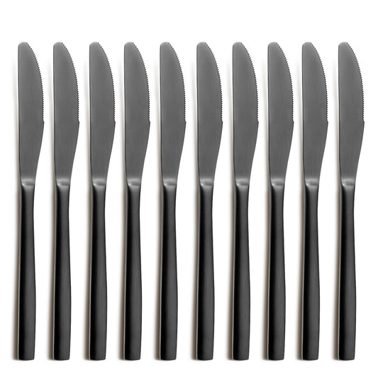 10er SET COMAS 6353 Dessertmesser BARCELONA SCHWARZ Edelstahl 18/10 / PVD-Beschichtung / Black-Finish
