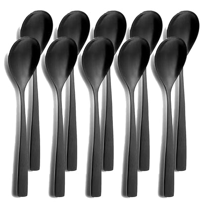 10er SET COMAS 6354 Dessertlöffel BARCELONA SCHWARZ Edelstahl 18/10 / PVD-Beschichtung / Black-Finish