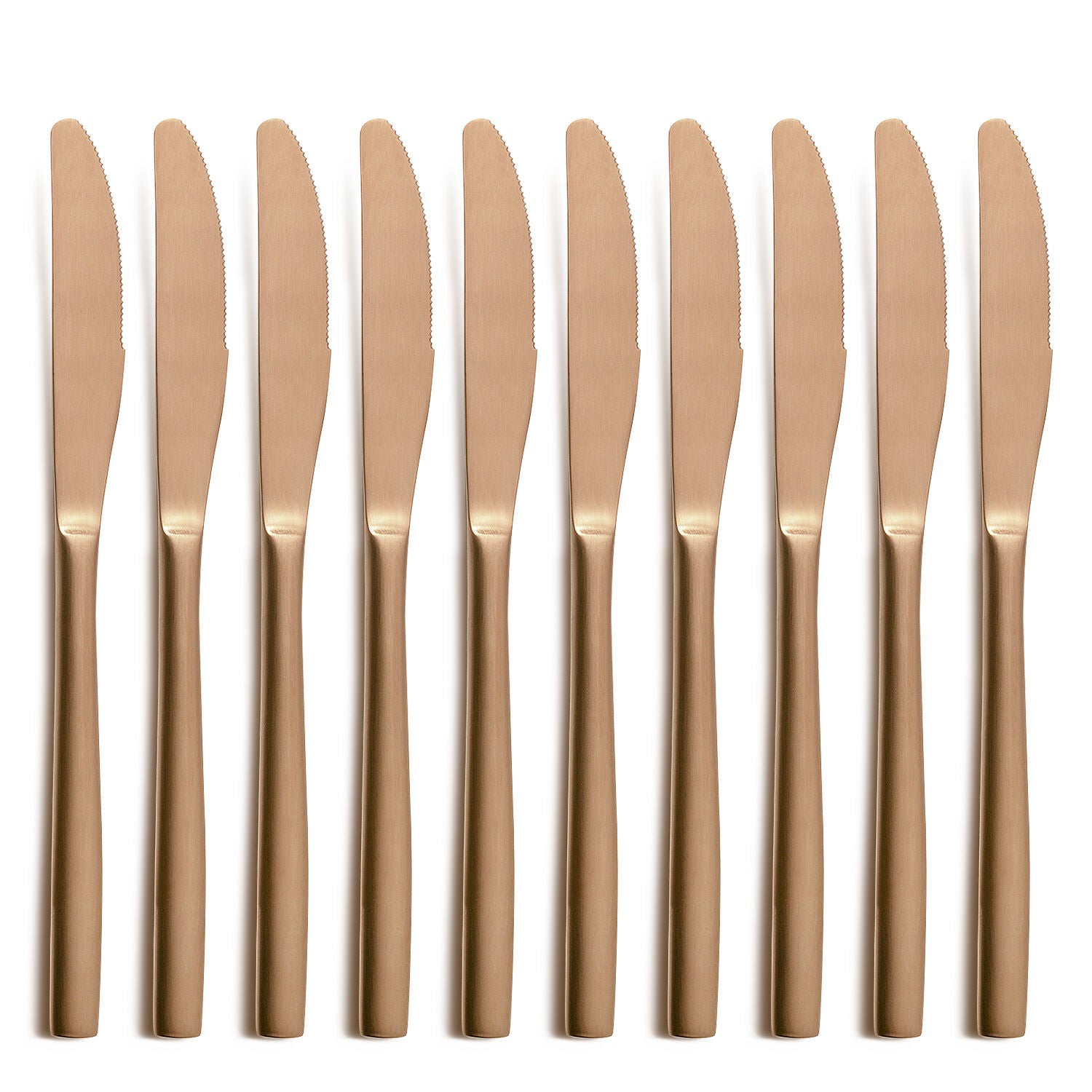 10er SET COMAS 6356 Dessertmesser BARCELONA KUPFER Edelstahl 18/10 / PVD-Beschichtung / Kupfer-Finish