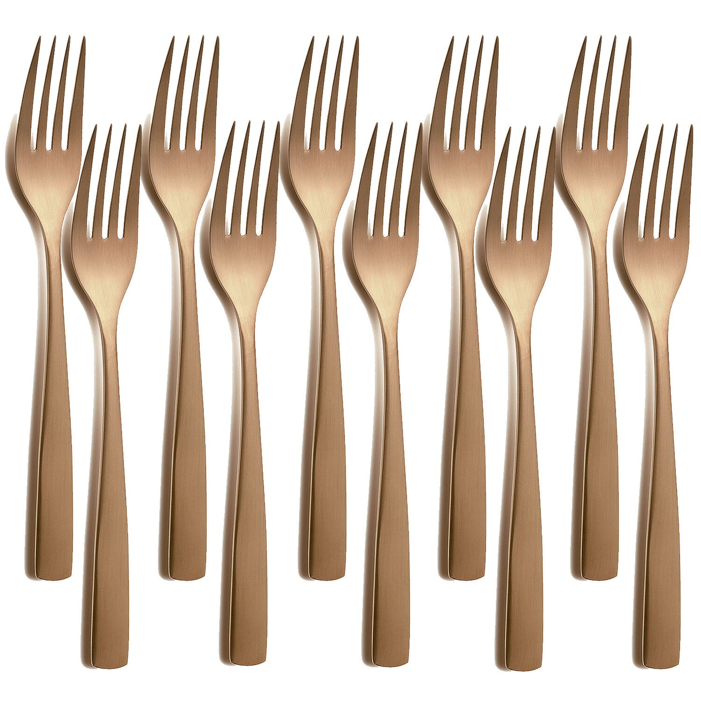 10er SET COMAS 6358 Dessertgabel BARCELONA KUPFER Edelstahl 18/10 / PVD-Beschichtung / Kupfer-Finish