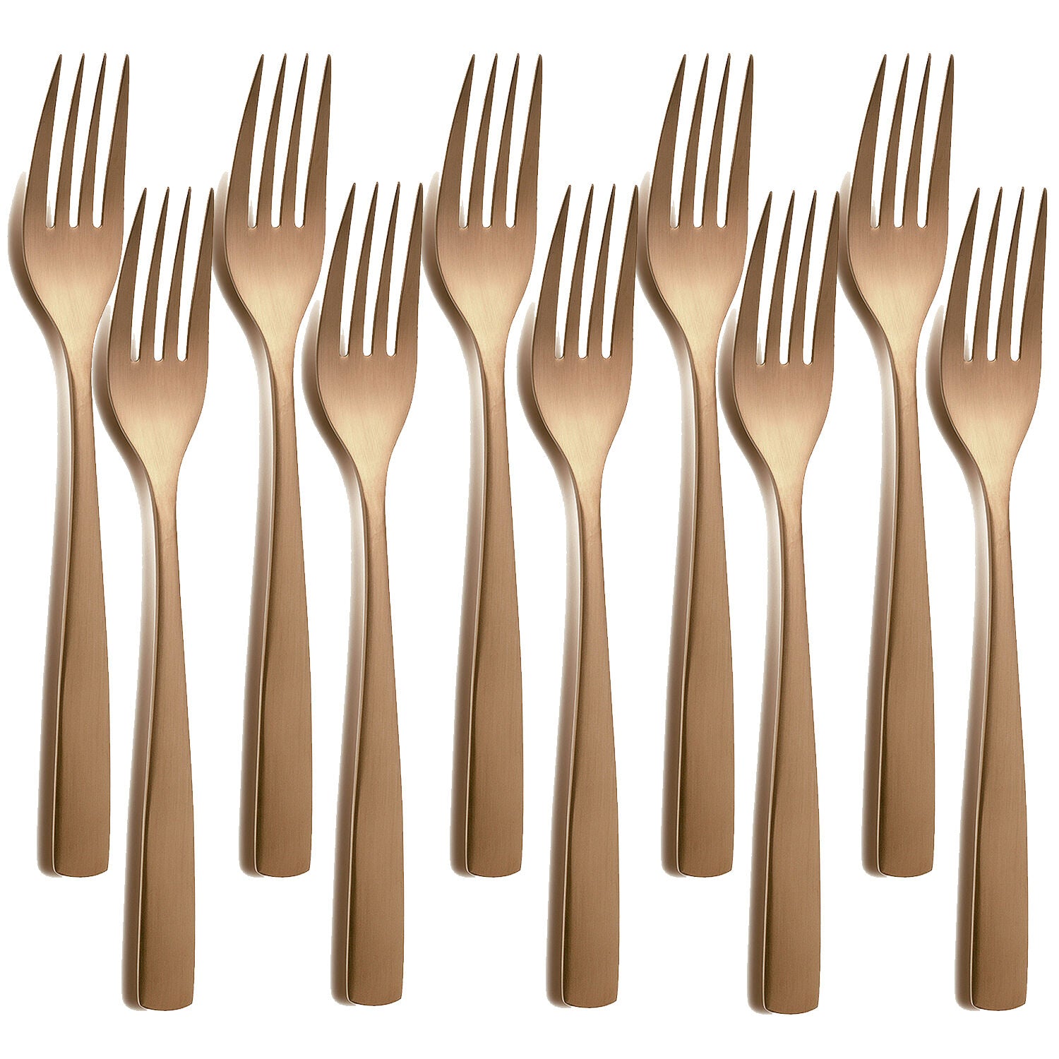 10er SET COMAS 6358 Dessertgabel BARCELONA KUPFER Edelstahl 18/10 / PVD-Beschichtung / Kupfer-Finish