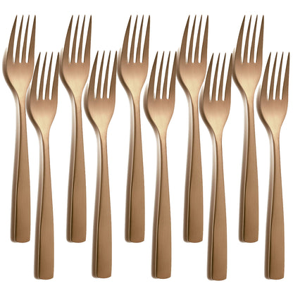 10er SET COMAS 6358 Dessertgabel BARCELONA KUPFER Edelstahl 18/10 / PVD-Beschichtung / Kupfer-Finish