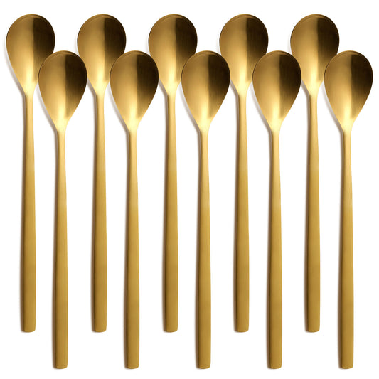 10er SET COMAS 7551 Longdrinklöffel BARCELONA GOLD Edelstahl 18/10 / PVD-Beschichtung / Gold-Finish