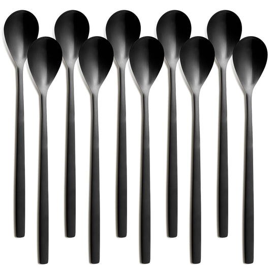 10er SET COMAS 7552 Longdrinklöffel BARCELONA SCHWARZ Edelstahl 18/10 / PVD-Beschichtung / Black-Finish