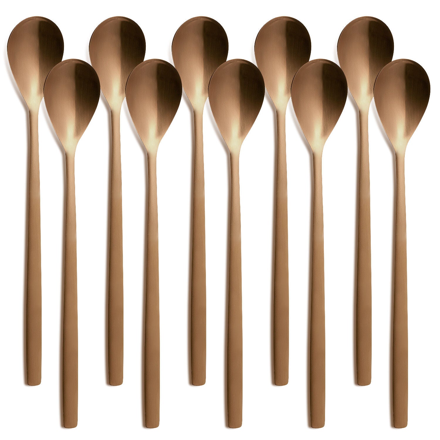 10er SET COMAS 7553 Longdrinklöffel BARCELONA KUPFER Edelstahl 18/10 / PVD-Beschichtung / Kupfer-Finish