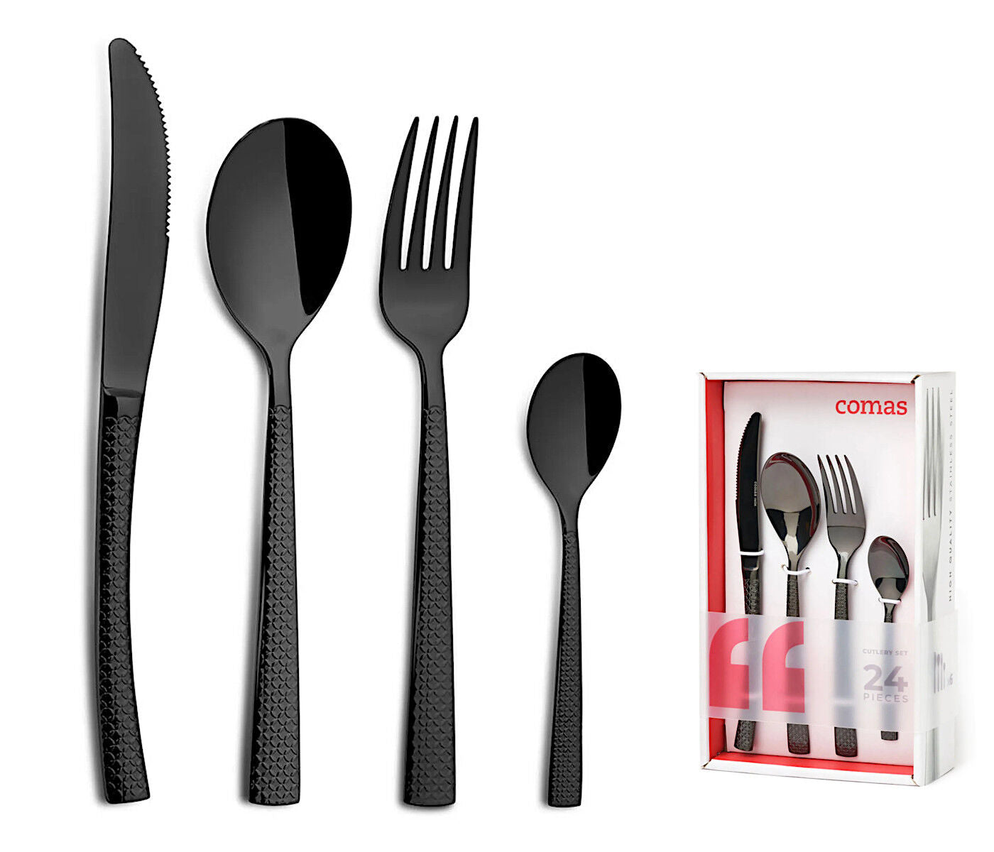 COMAS Besteck-Set HIDRAULIC Satin Black - 24 Teile Edelstahl 18/10 - 3 mm / Tafelbesteck – Bild 3